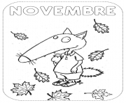 Coloriage novembre debut du froid automne dessin
